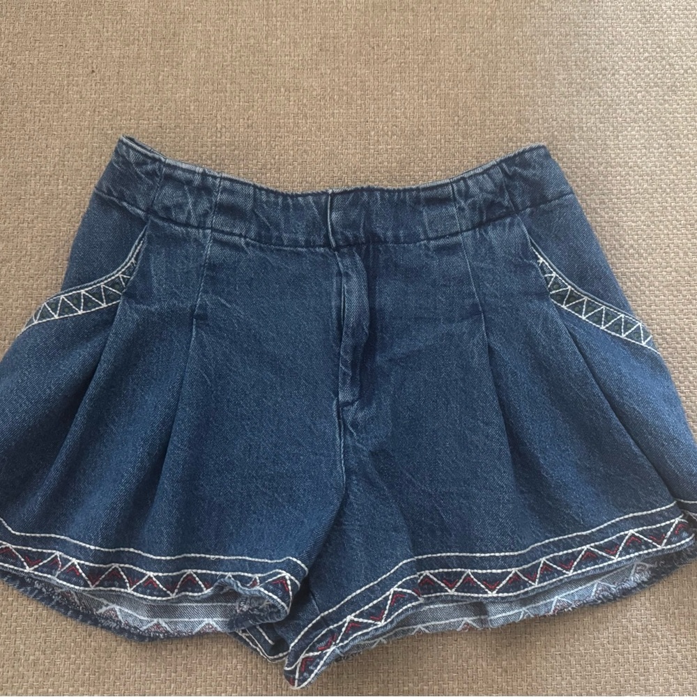 NWOT Pilcro Pleated Denim Skirty Shorts s27